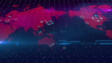 mapa del mundo holograma puntos tecnología digital animación