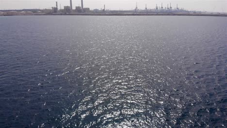 industrial harbor with water reflections