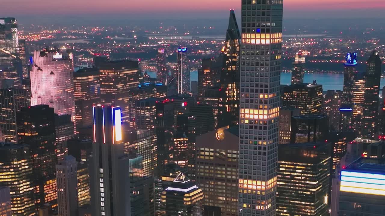 Aerial View of Cityscape at Twilight