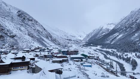 snowy village in the himalayas