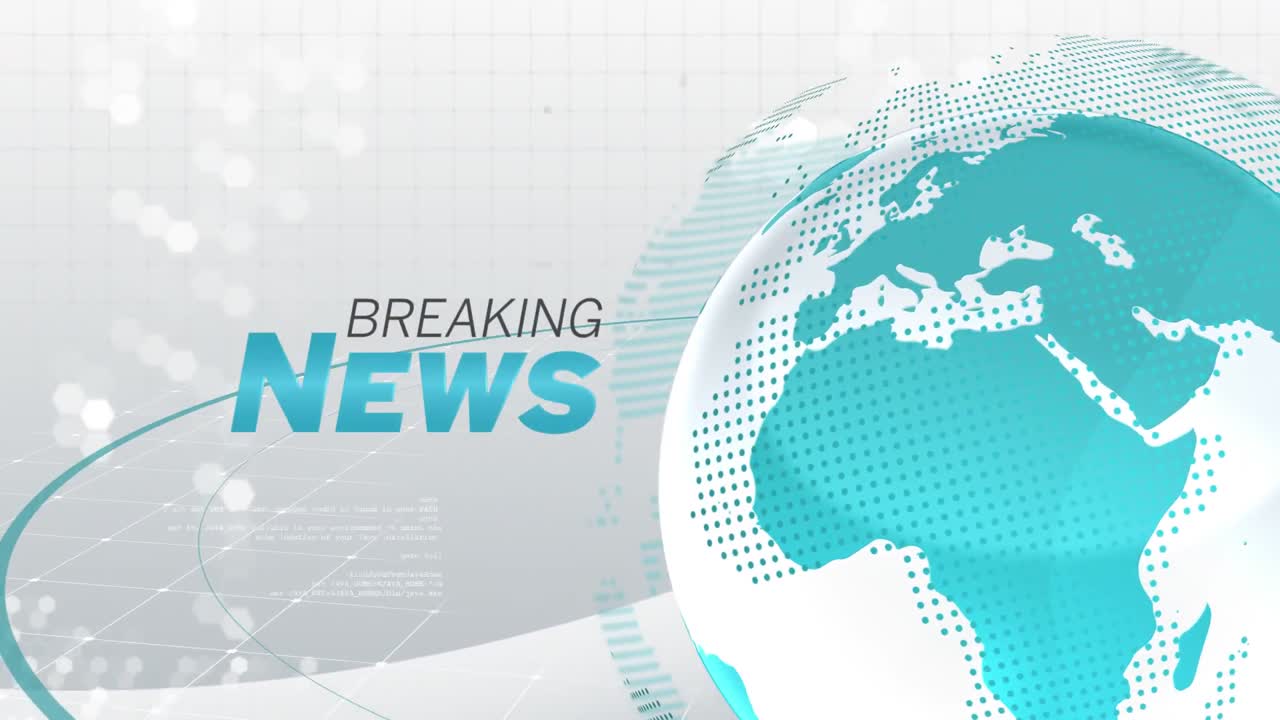 animation der in blau geschriebenen wörter "breaking news"