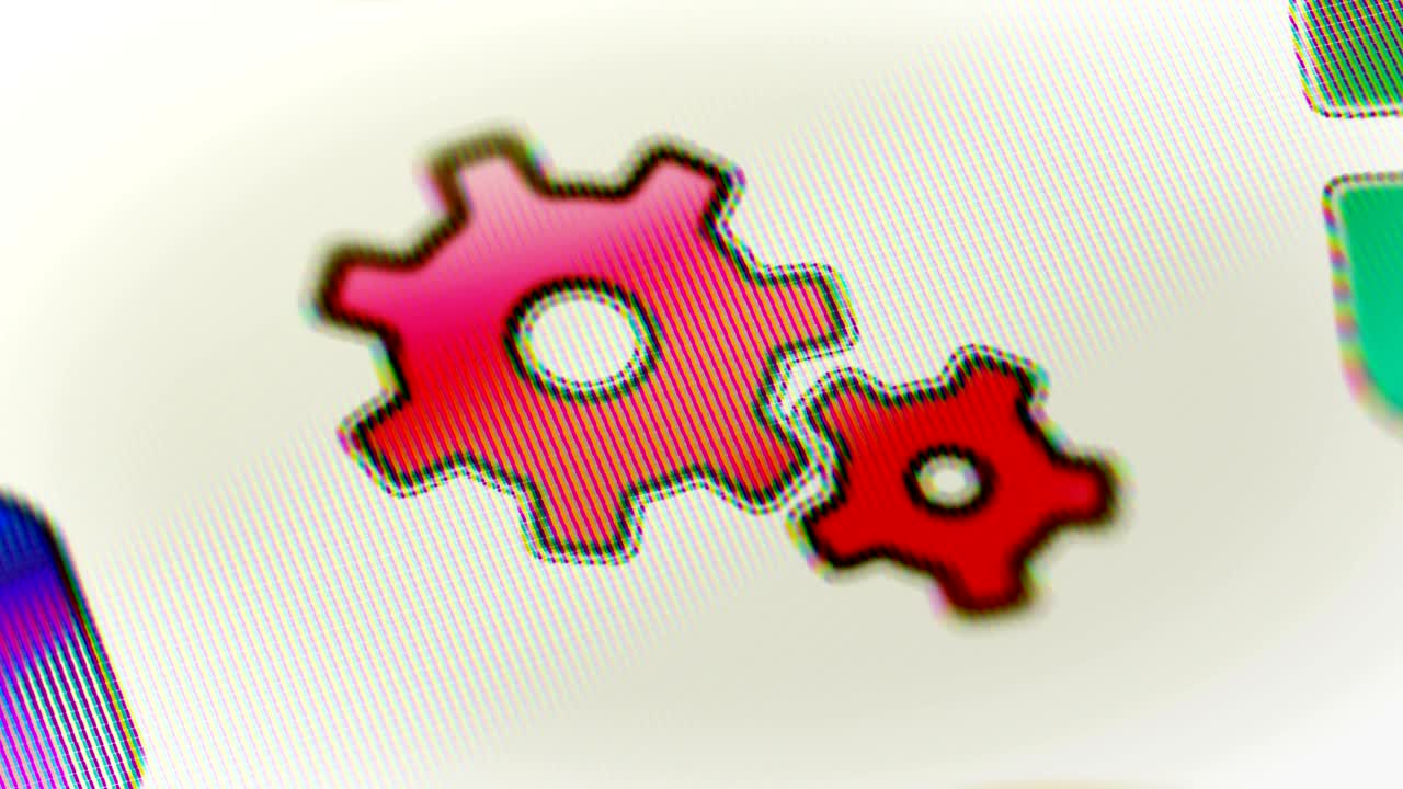 icono de engranajes en la pantalla. bucle.