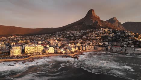 aerial view of cape town at sunset