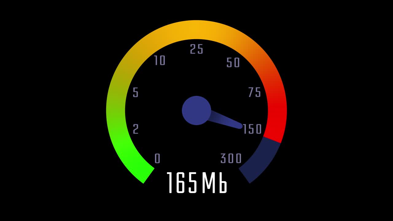 Internet speedometer on transparent background with alpha channel.