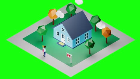 married couple house hunting 3d animation with greenscreen background