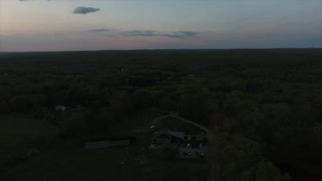 aerial pan out of a sunset sky