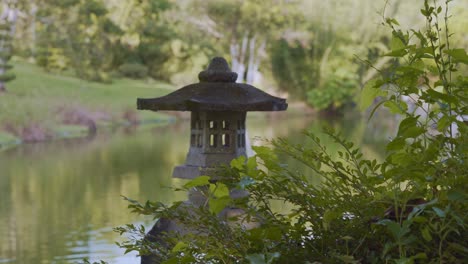 stone lantern at santo domingo japanese garden, dominican republic