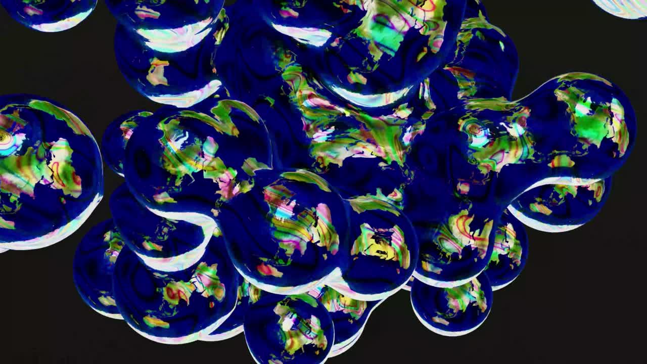 fusionando burbujas mapa del mundo -viento