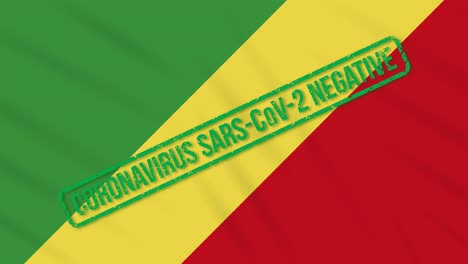 republic of congo swaying flag with green stamp of freedom from coronavirus, loop