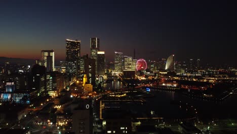 Skyline-Luftaufnahme-Bei-Nacht-In-Yokohama