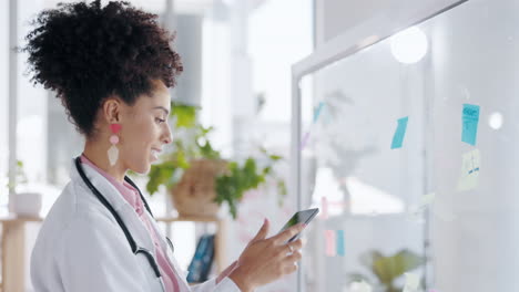 doctor, woman and tablet thinking in planning
