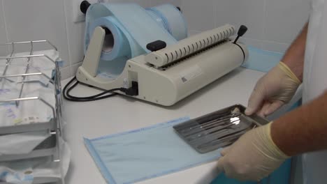 dentist preparing instruments