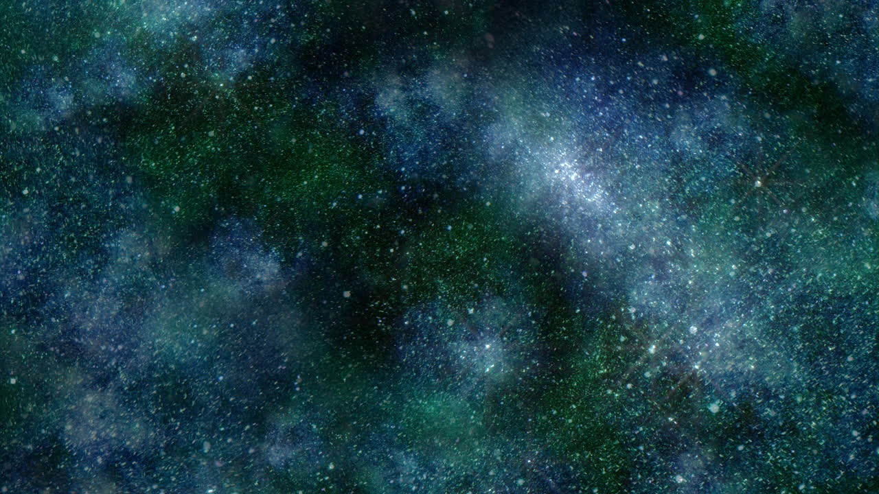 Starry night serene dark blue and green background with stars
