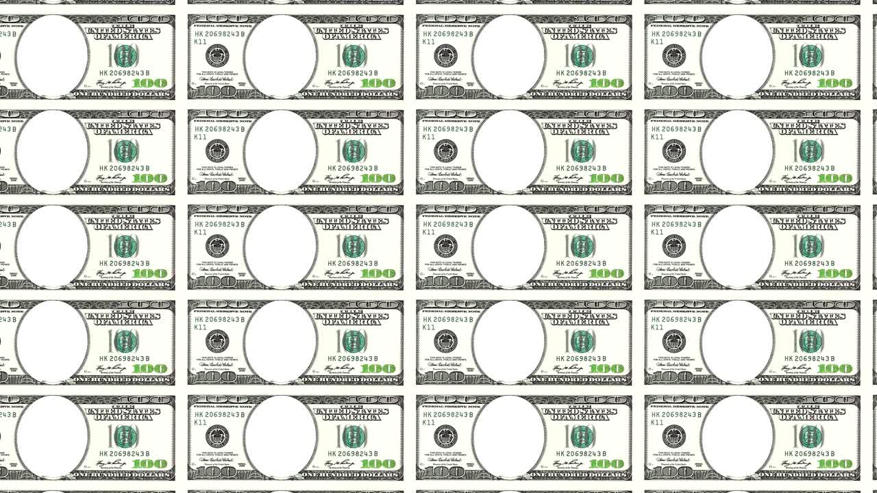 얼굴이 없는 100달러 지폐 한 장.