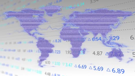 animación de la interferencia sobre el mapa del mundo y el mercado de valores