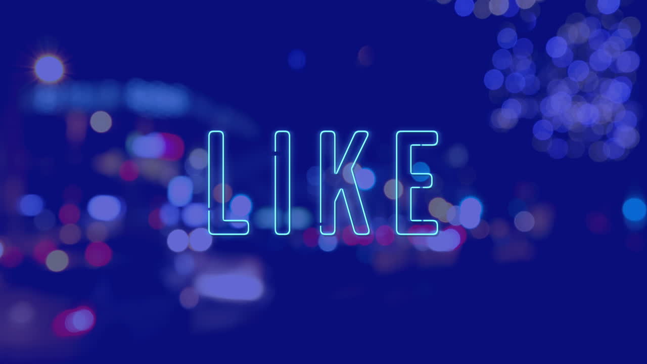 파란색 배경에 밤에 도시 풍경 위에 같은 텍스트의 애니메이션