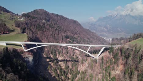 aerial view of tamina bridge connecting road between the towns of pfäfers and valens in the region st