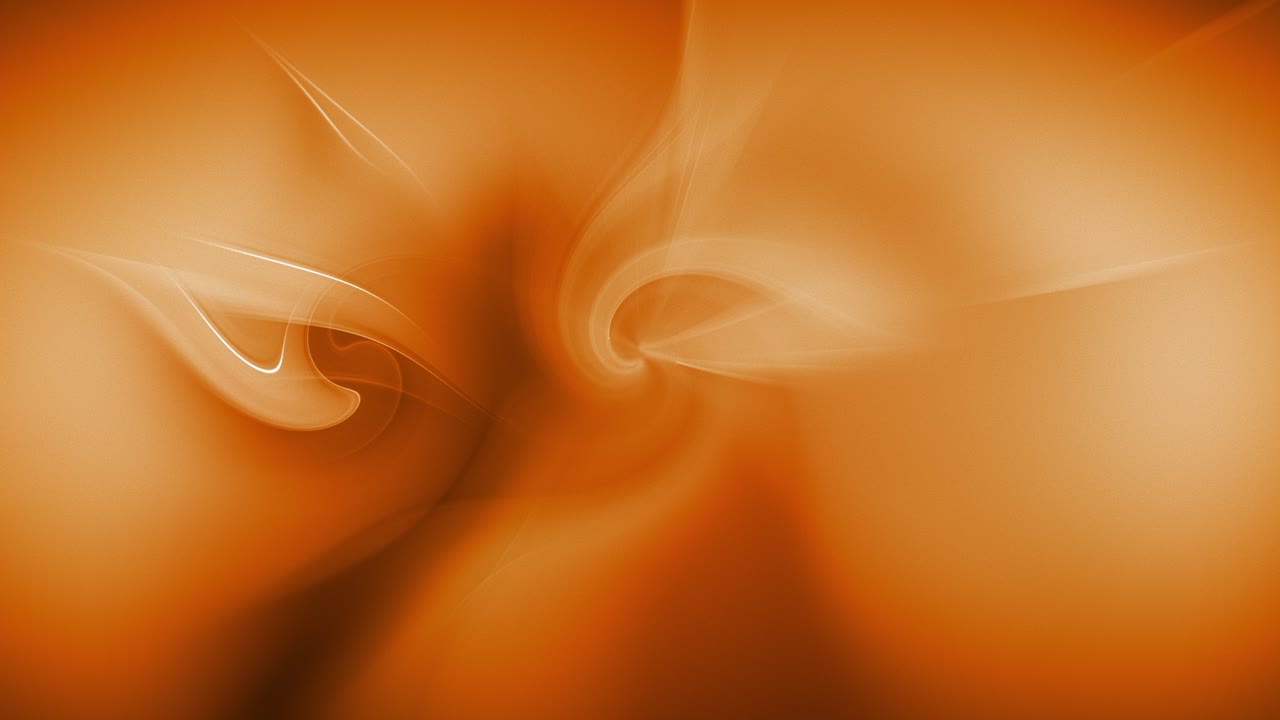 A radiant orange gradient fills the scene, as luminous, swirling plasma strands drift gracefully at the center, glowing with soft white highlights