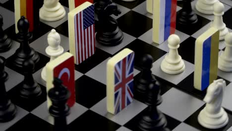 chessboard with flags of countries