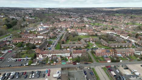 debden housing estate essex uk panning drone aerial view