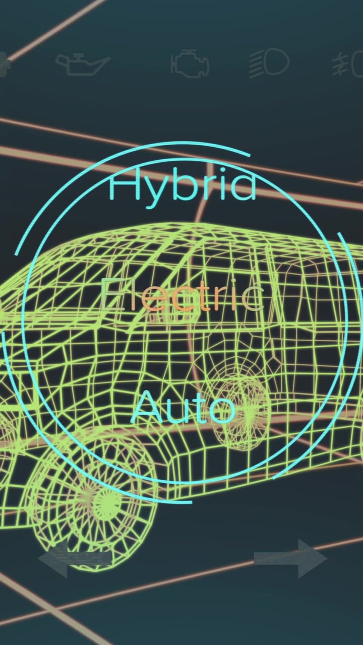 Animation of speedometer with texts, changing numbers over 3d model of van against black background