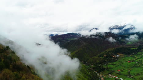 Flying-over-small-villages-in-Nemuna-National-Park,-Kosovo