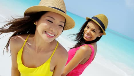 portrait of african american asian chinese girls outdoor