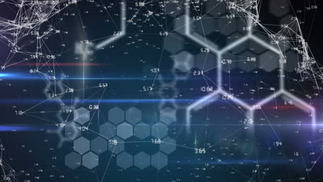 animation of network of connections and dna strand and medical data processing