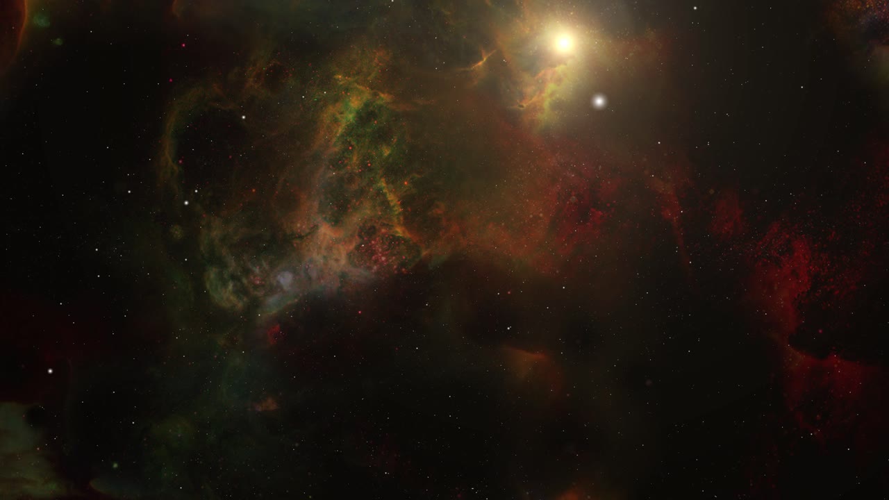 vuelo a través del espacio profundo estrella y nebulosa 4k