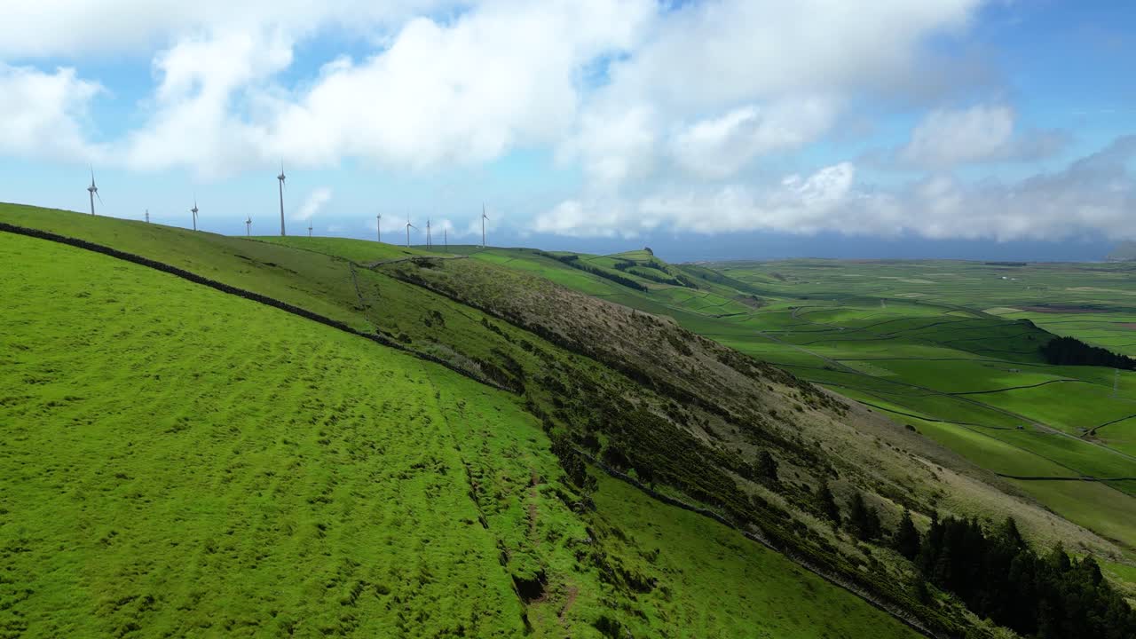 Stunning aerial of Serra do Cume, Terceira, Azores
