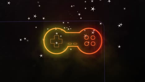 Animation-of-neon-nintendo-over-moving-stars