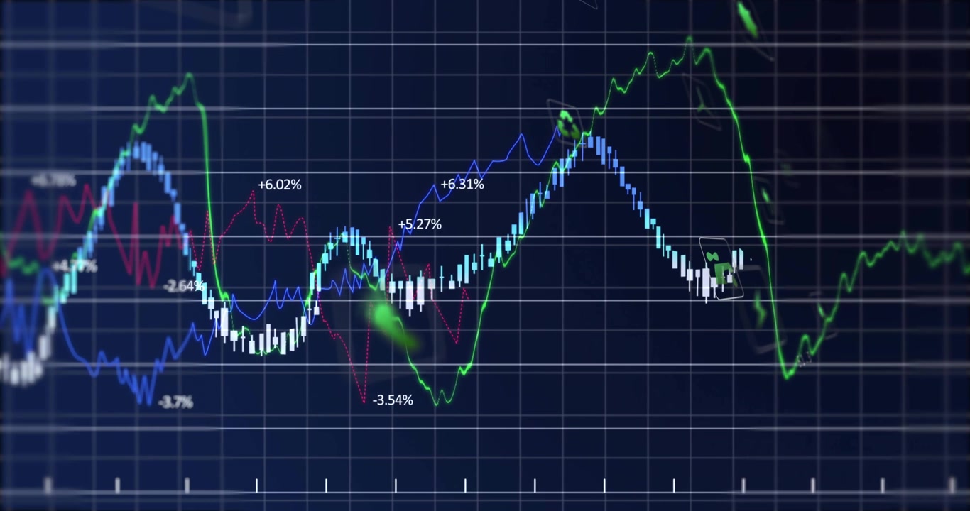 On grid loading power icon floating forward while chart lines oscillating visualizing energy trends