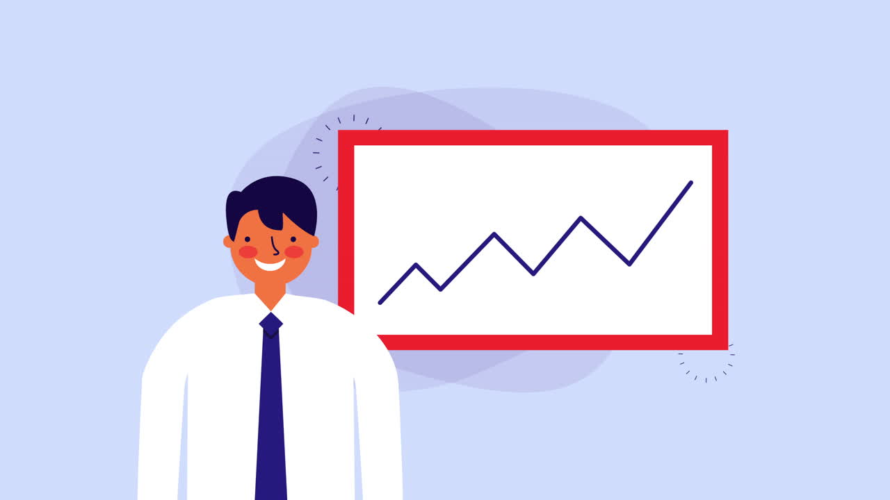 businessman worker with statistics graphic