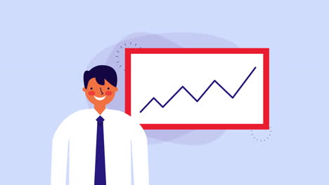 hombre de negocios trabajador con estadísticas gráficas