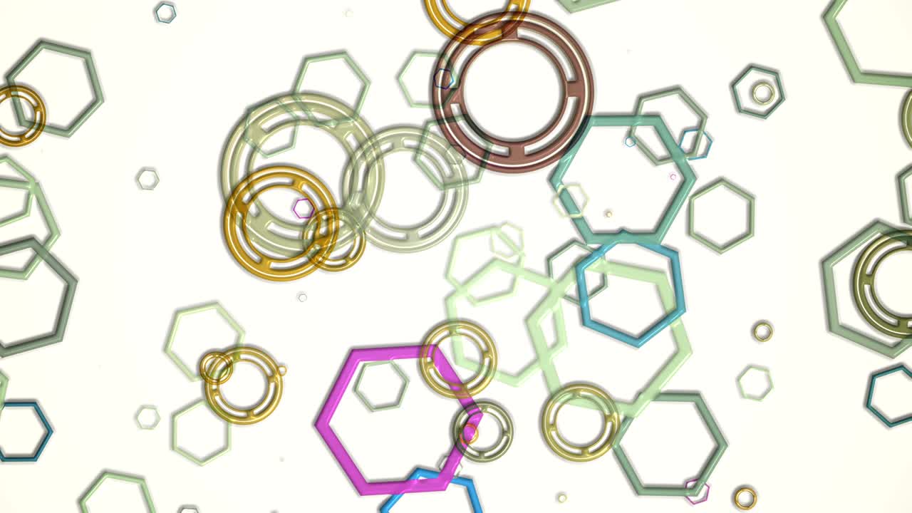 los polígonos abstractos y los círculos bajan y suben