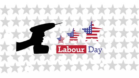 Animation-of-labor-day-text-over-stars-on-white-background