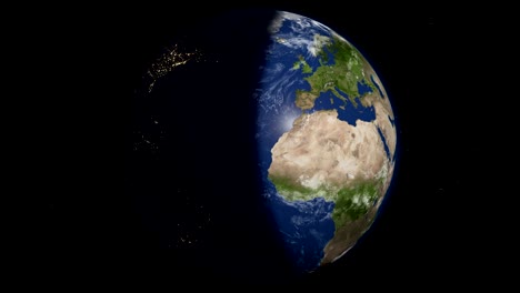 planet earth orbiting in 4k, looped, day and night, 3d animation, alpha
