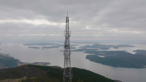 Telephone,-5G-and-communications-tower-on-mountain-top