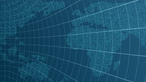 animated world map with grid lines and digital texture. smooth transitions create a modern, technological atmosphere