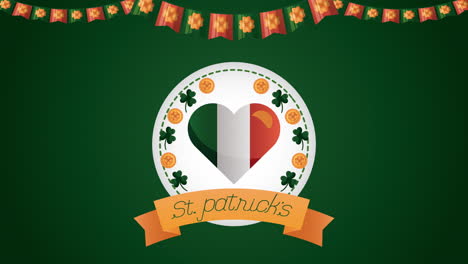 st patricks day animated card with heart ireland flag