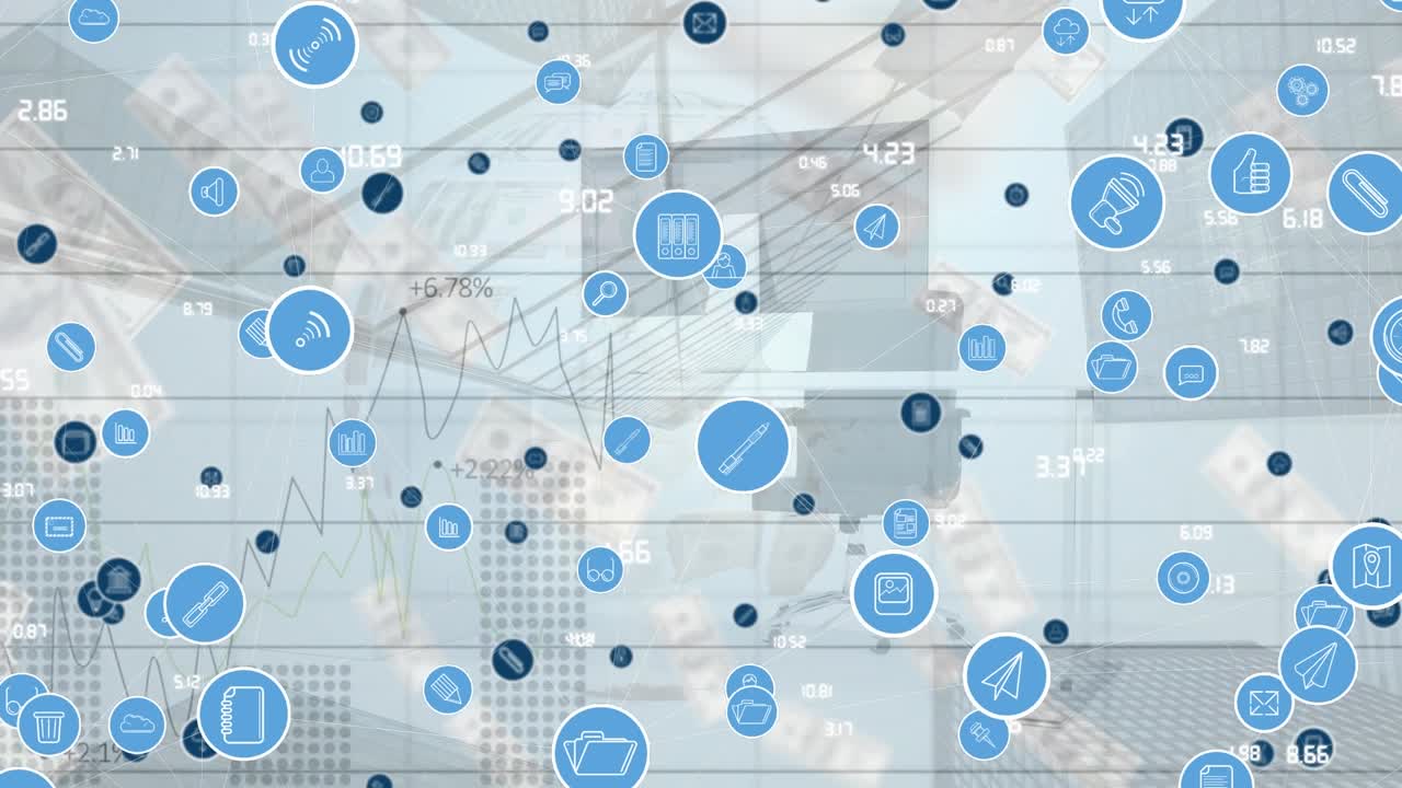 Animation af netværk af forbindelser og grafer over kontor
