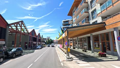 a bustling street in sestriere, piedmont, italy