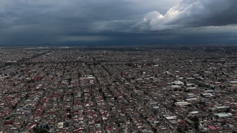 Drone tulip shot over Ecatepec during a stormy afternoon in CDMX metropolitan zone