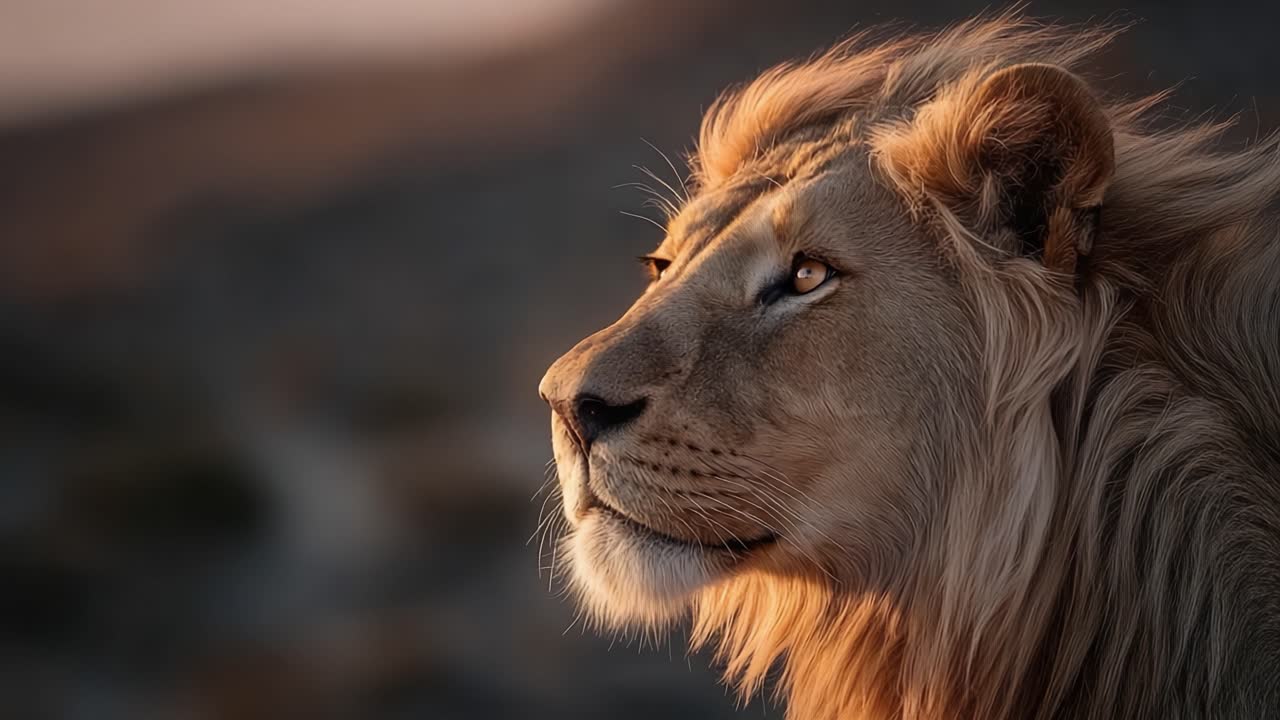 Majestic Lion Gazing Into the Distance: A Captivating Journey Through Nature's Splendor With Stunning Close-Up Vibrancy Highlighting Its Regal Features