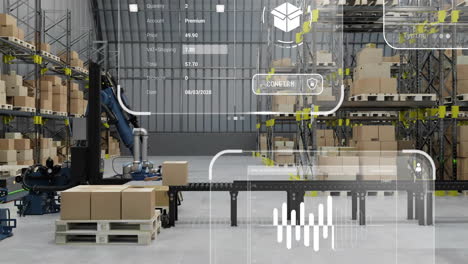 animation of diagrams and data processing over machines working in warehouse