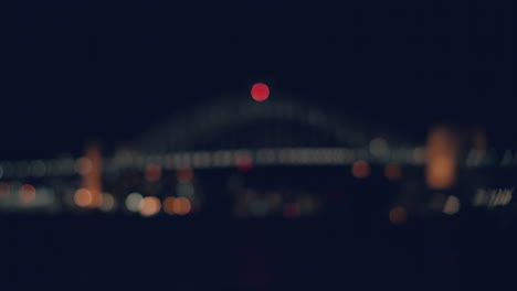 Arch-Bridge-Of-Sydney-Harbour-With-Cityscape-At-Background-During-Night-In-Sydney,-New-South-Wales,-Australia