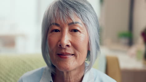 face, retirement and happy with a senior asian