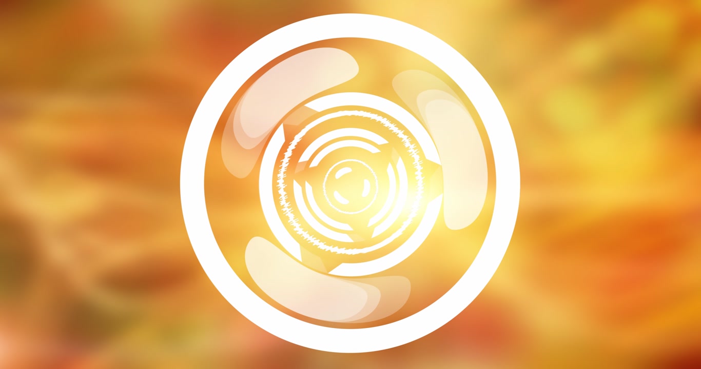 Animation of abstract round scanner spinning against yellow gradient background with copy space