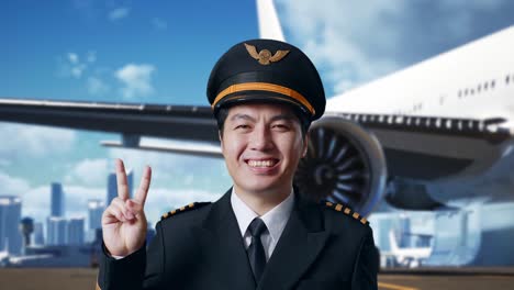 pilot giving a v-sign