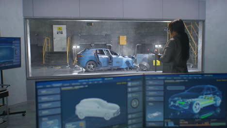 car crash test and safety analysis in a laboratory